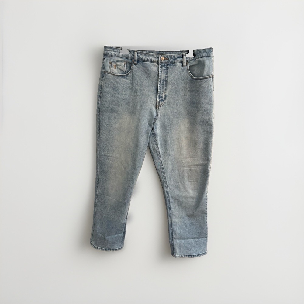 Frye Jeans Womens 14 Blue 32 Denim Straight Leg Stretch Mid Rise Distressed Wash